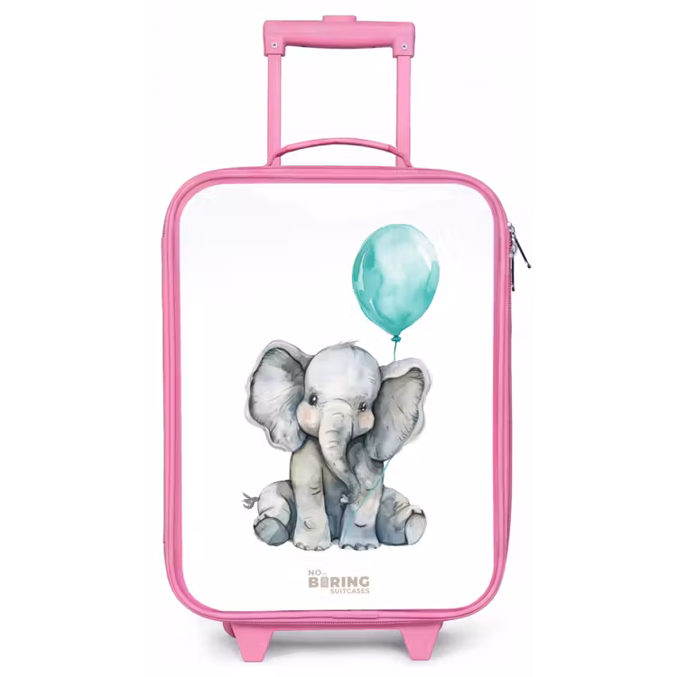 Kinderkoffer - Roze - Olifant met blauwe ballon — 1