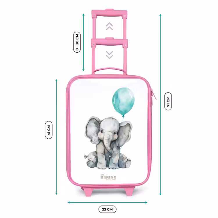Kinderkoffer - Roze - Olifant met blauwe ballon — 5