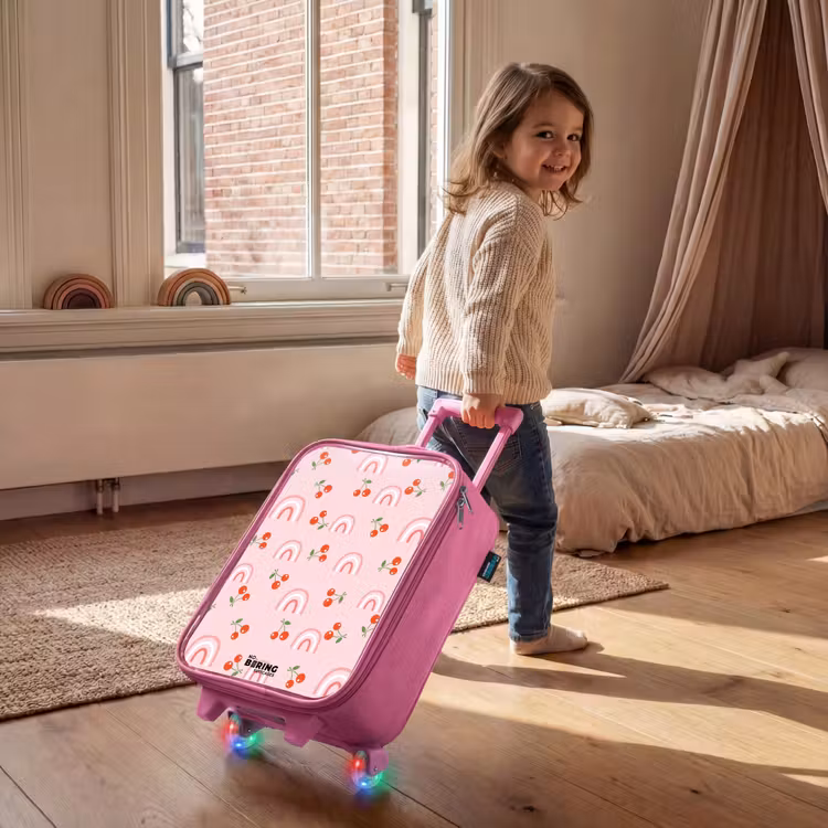 Kinderkoffer - Roze - Roze met regenboog en kersen patroon — 3
