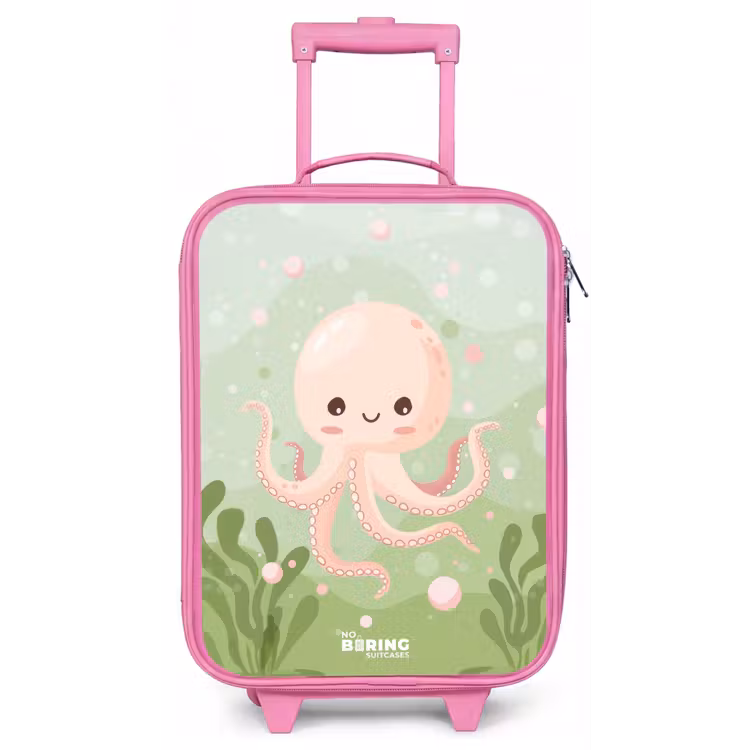 Kinderkoffer - Roze - Roze octopus met een lach — 1