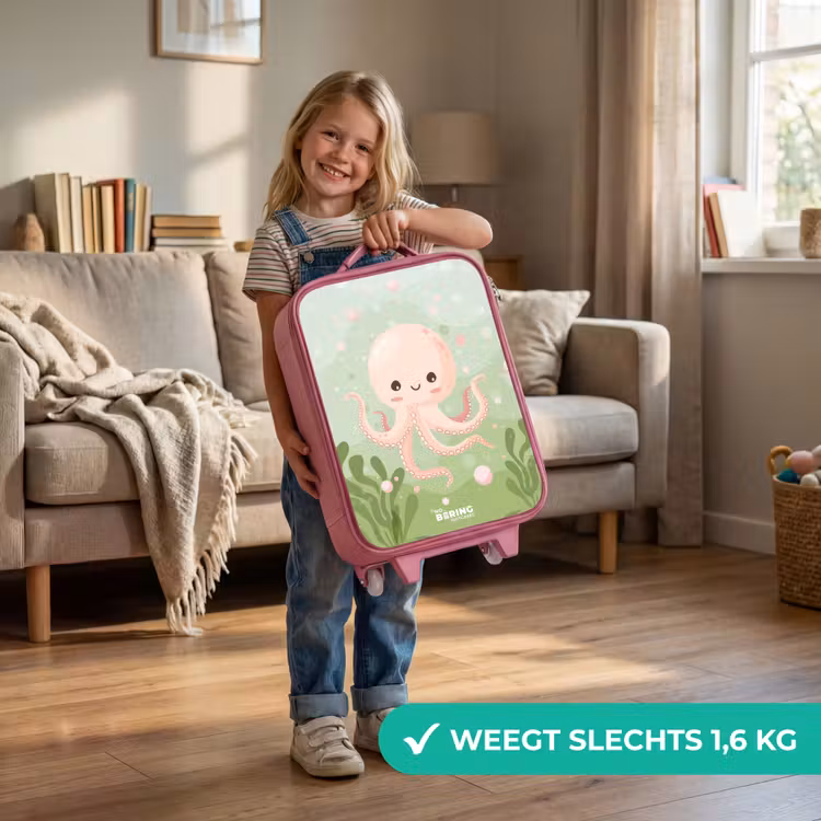 Kinderkoffer - Roze - Roze octopus met een lach — 2