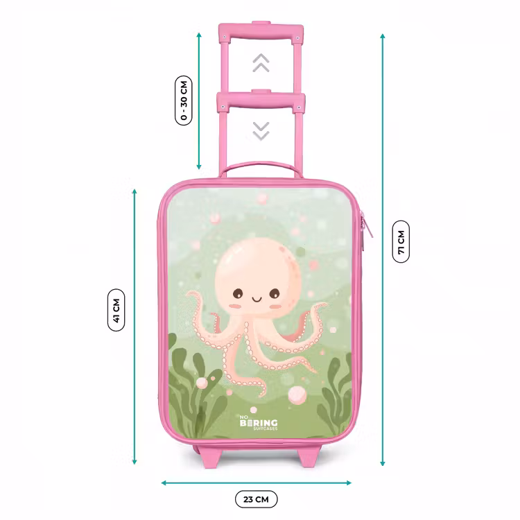 Kinderkoffer - Roze - Roze octopus met een lach — 5