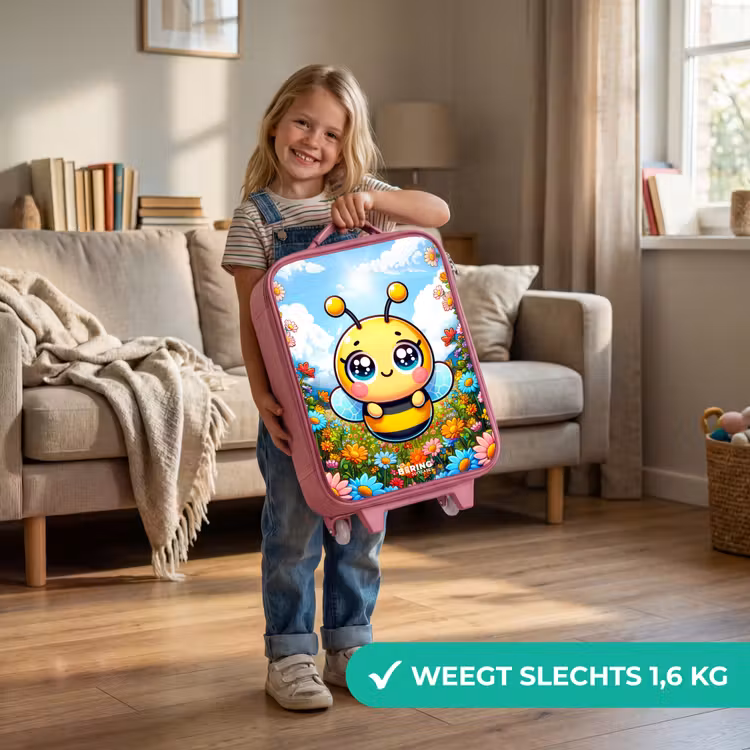 Kinderkoffer - Roze - Schattige bij tussen de bloemen — 2