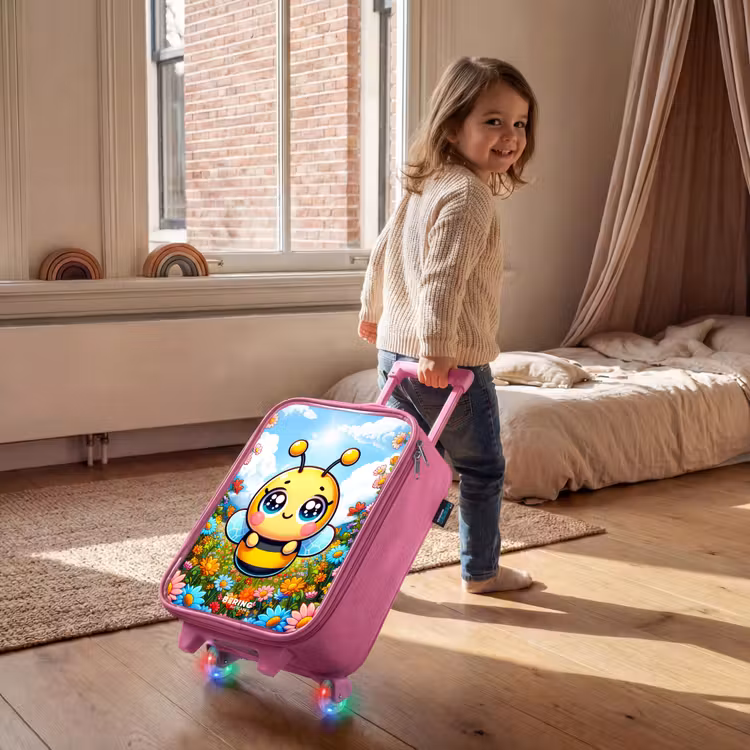 Kinderkoffer - Roze - Schattige bij tussen de bloemen — 3