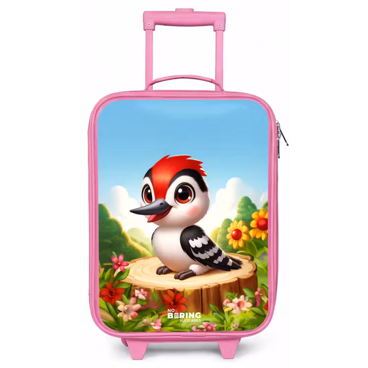 Kinderkoffer - Roze - Specht op en boomstronk — 1