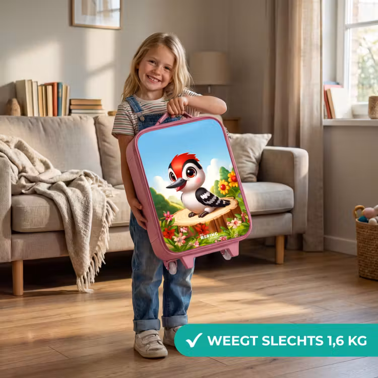 Kinderkoffer - Roze - Specht op en boomstronk — 2