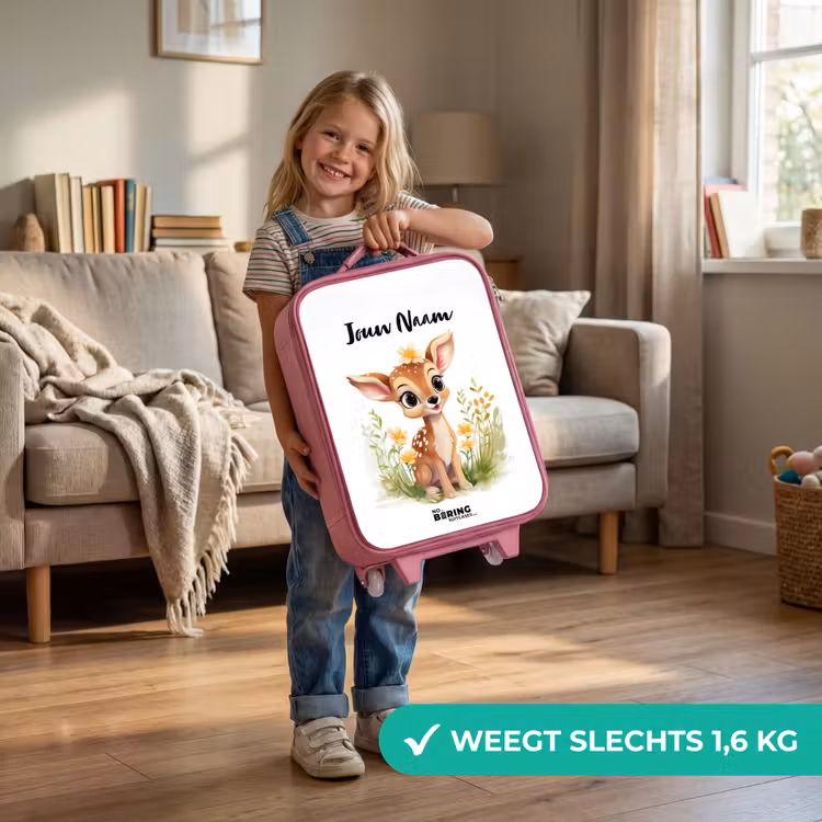 Kinderkoffer met naam - Roze - Tilly tuinhertje — 2