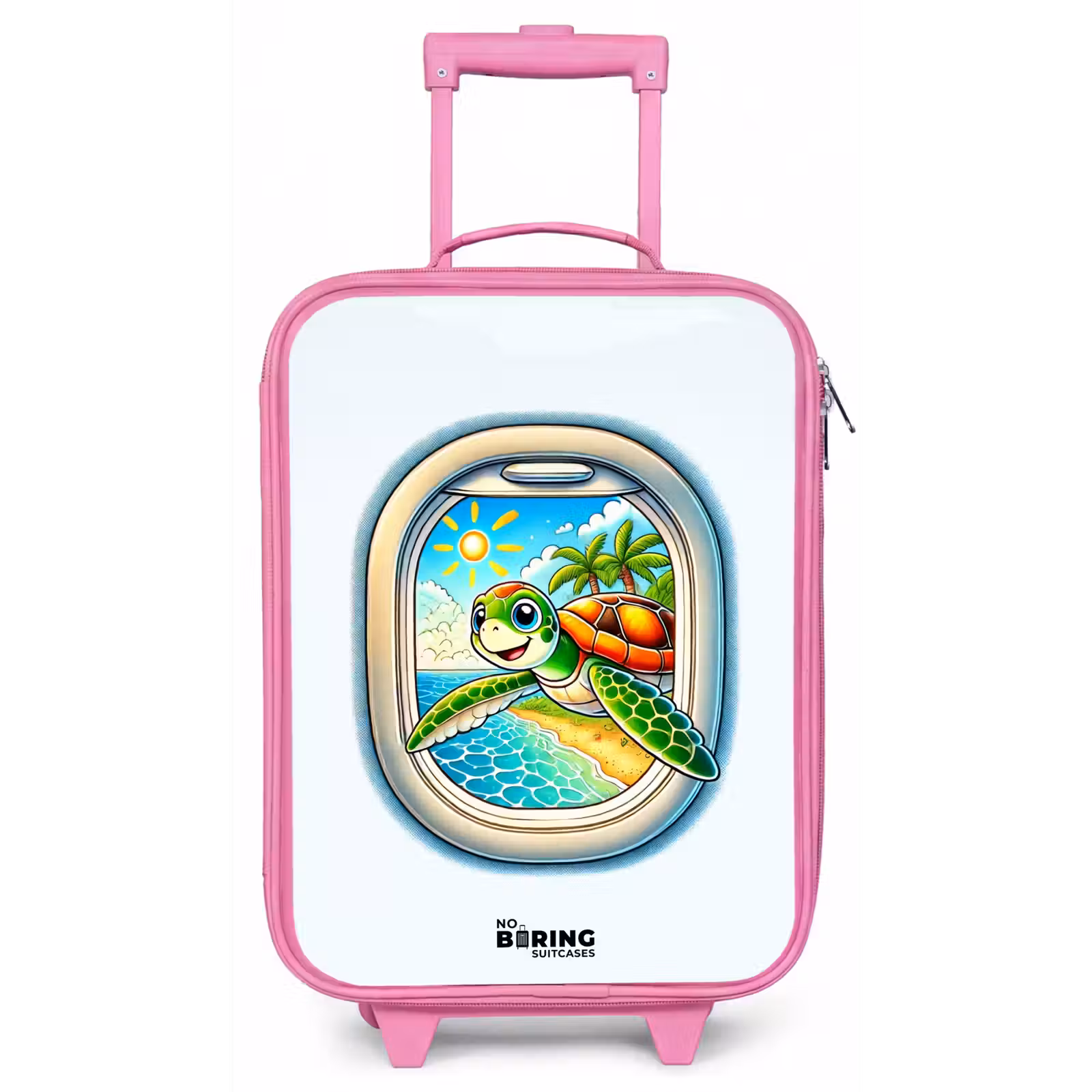 Kinderkoffer - Roze - Schildpad bij een tropisch strand — 1