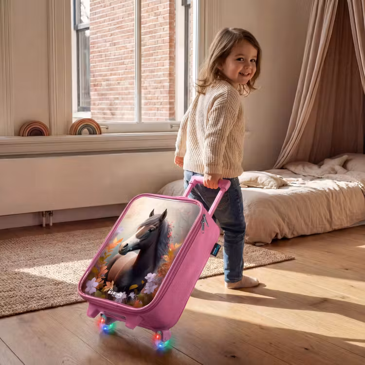 Kinderkoffer - Roze - Bruin paard in de herfst — 3