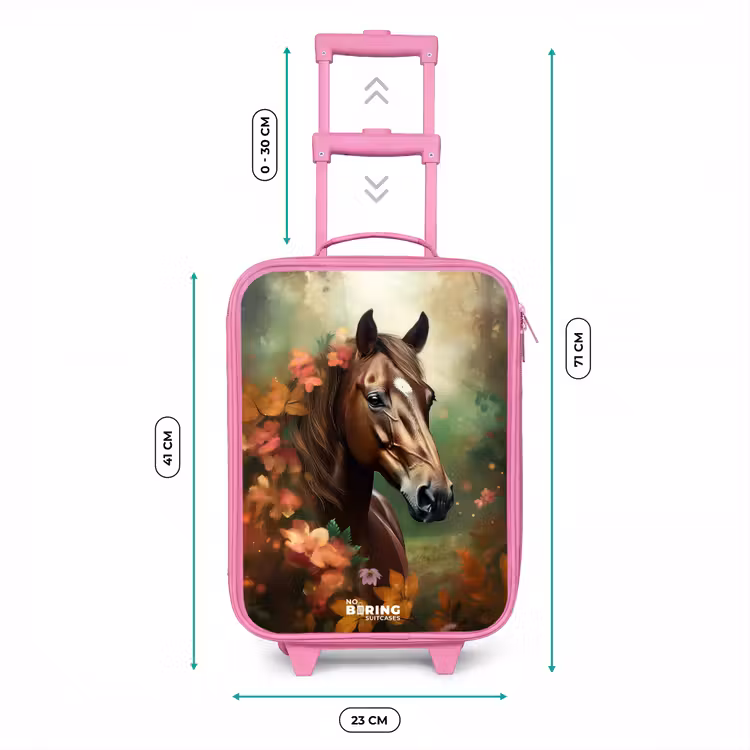 Kinderkoffer - Roze - Bruin paard tussen de bloemen — 5
