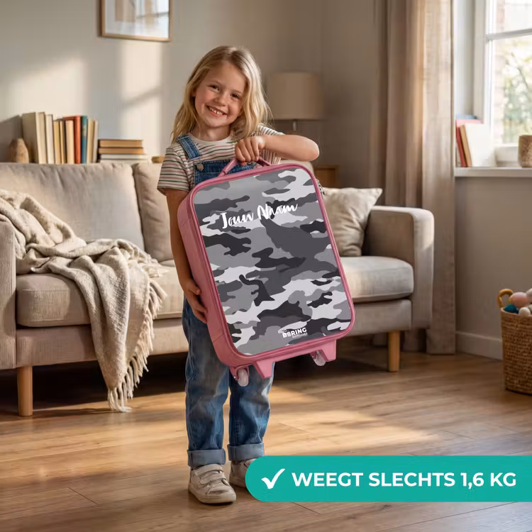 Kinderkoffer - Roze - Camogrijs — 2