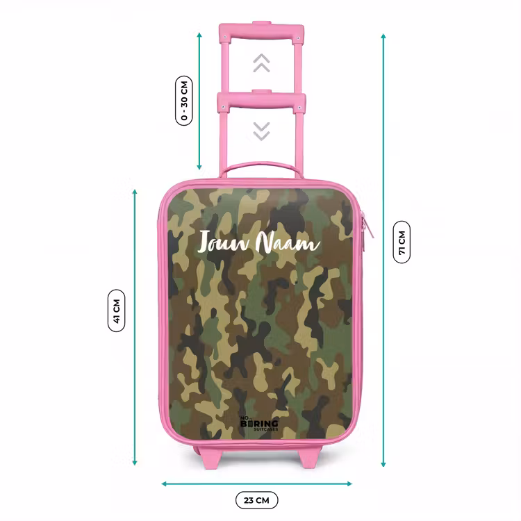 Kinderkoffer - Roze - Groene camouflage met zandkleur — 5