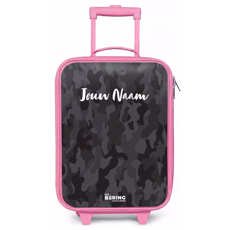 Kinderkoffer - Roze - Groene camouflage print — 1