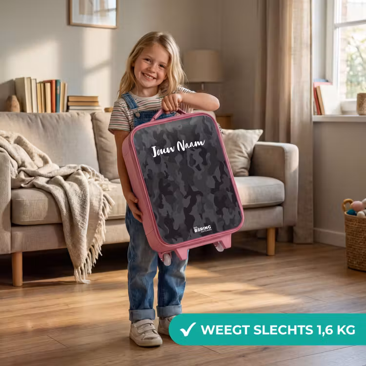 Kinderkoffer - Roze - Groene camouflage print — 2