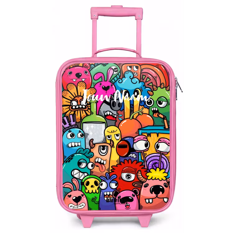 Kinderkoffer - Roze - Knallende gekleurde monsters — 1