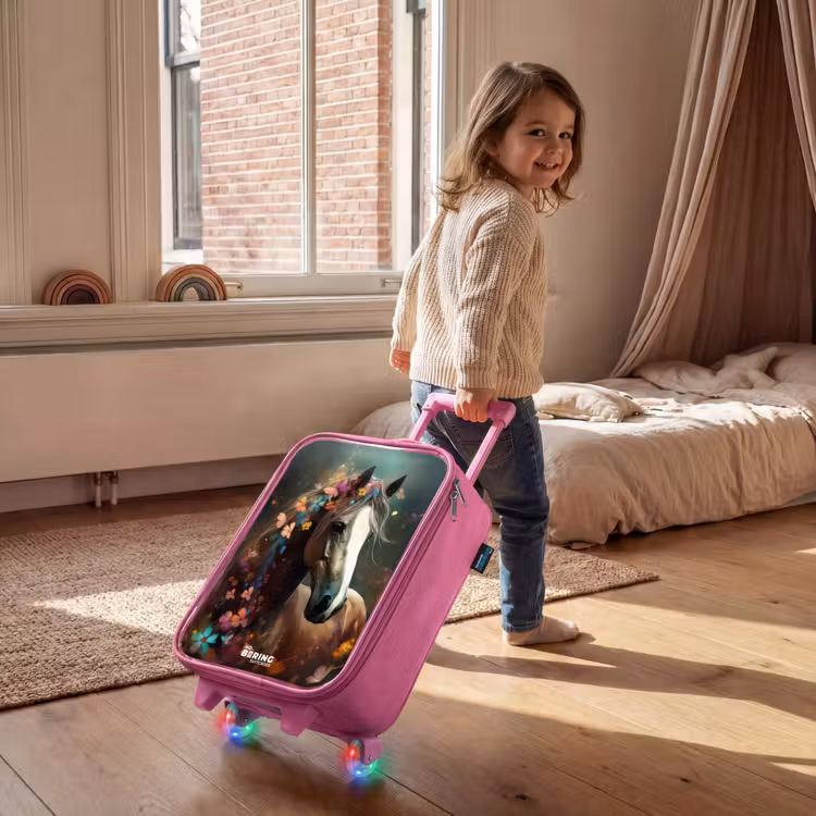 Kinderkoffer - Roze - Lichtbruin paard tussen de bloemen — 3