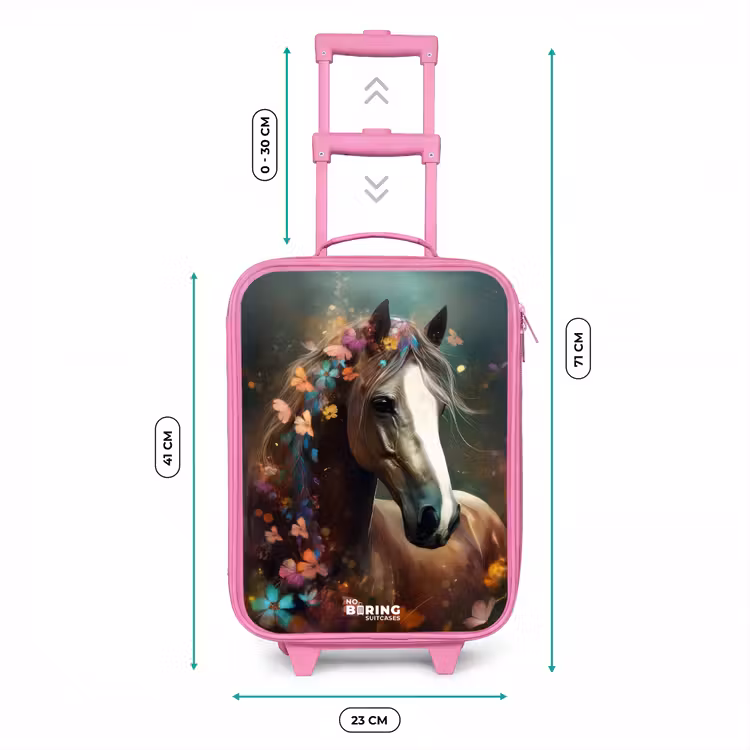 Kinderkoffer - Roze - Lichtbruin paard tussen de bloemen — 5