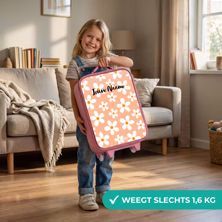 Kinderkoffer - Roze - Madeliefjesmania perzik — 2