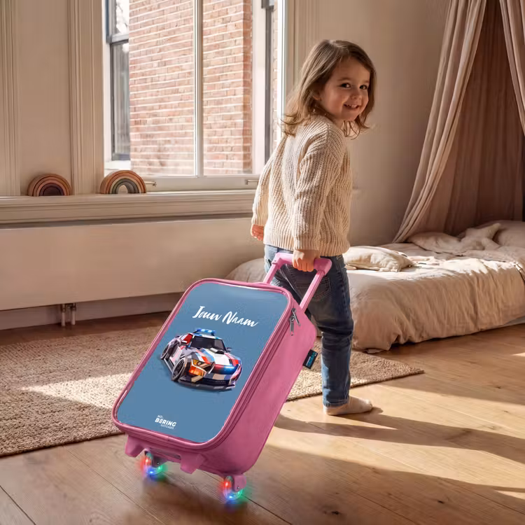 Kinderkoffer - Roze - Pijlsnelle politieauto — 3