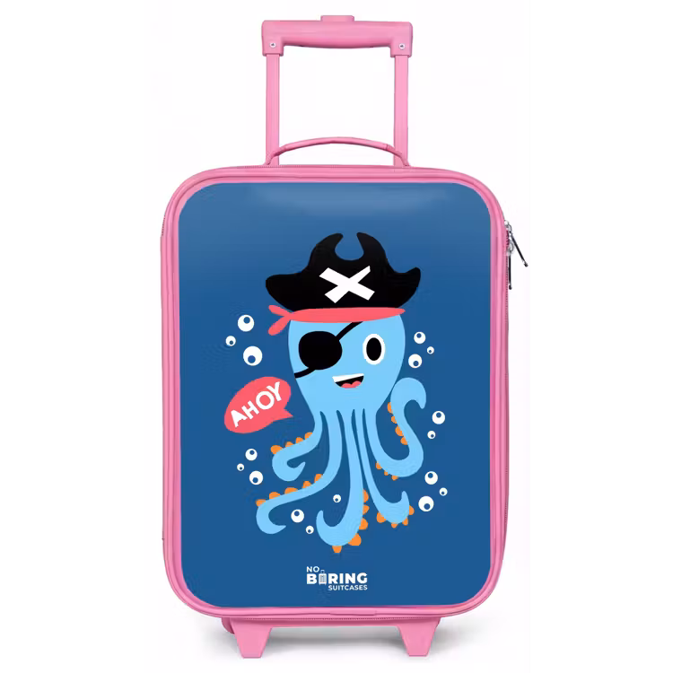 Kinderkoffer - Roze - Piraten octopus met een hoed — 1