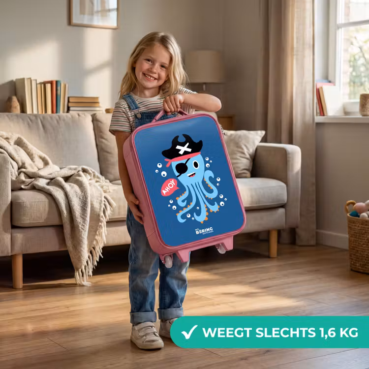 Kinderkoffer - Roze - Piraten octopus met een hoed — 2
