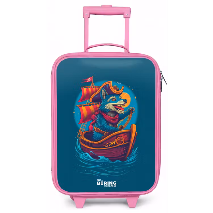 Kinderkoffer - Roze - Piraten wasbeer op een boot — 1