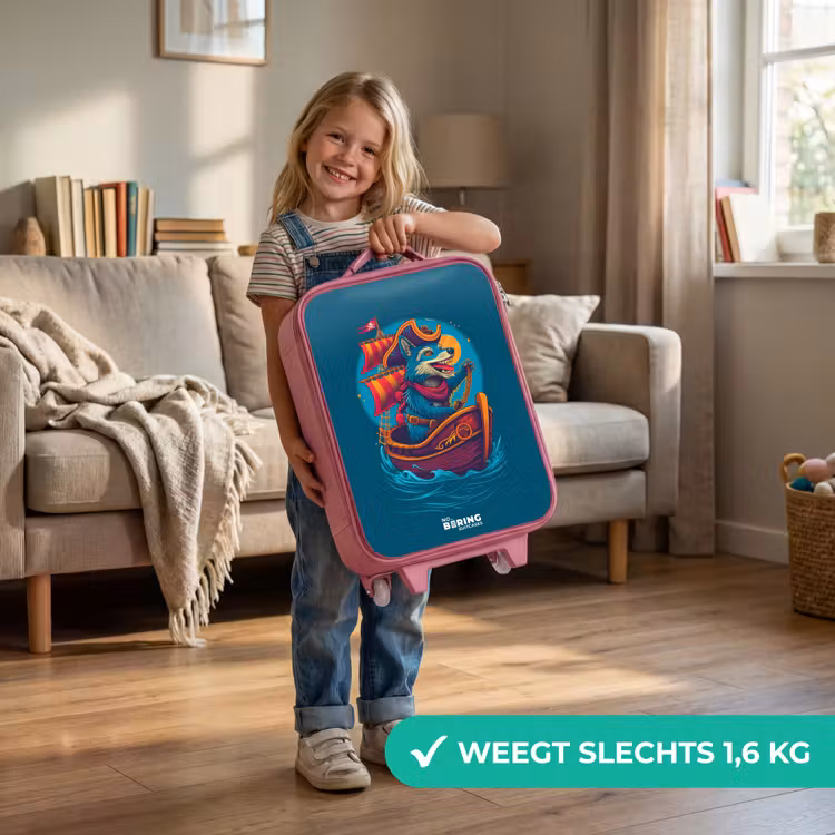 Kinderkoffer - Roze - Piraten wasbeer op een boot — 2
