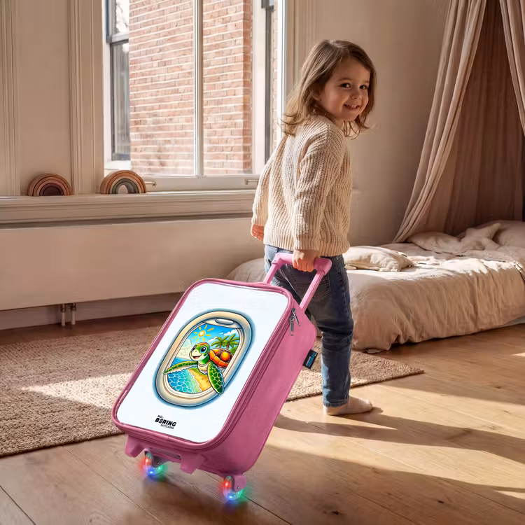 Kinderkoffer - Roze - Schildpad bij een tropisch strand — 3