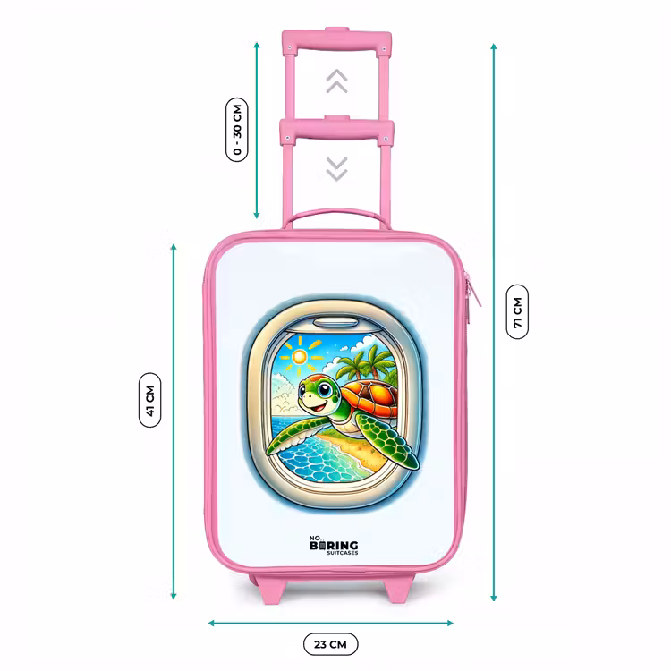 Kinderkoffer - Roze - Schildpad bij een tropisch strand — 5