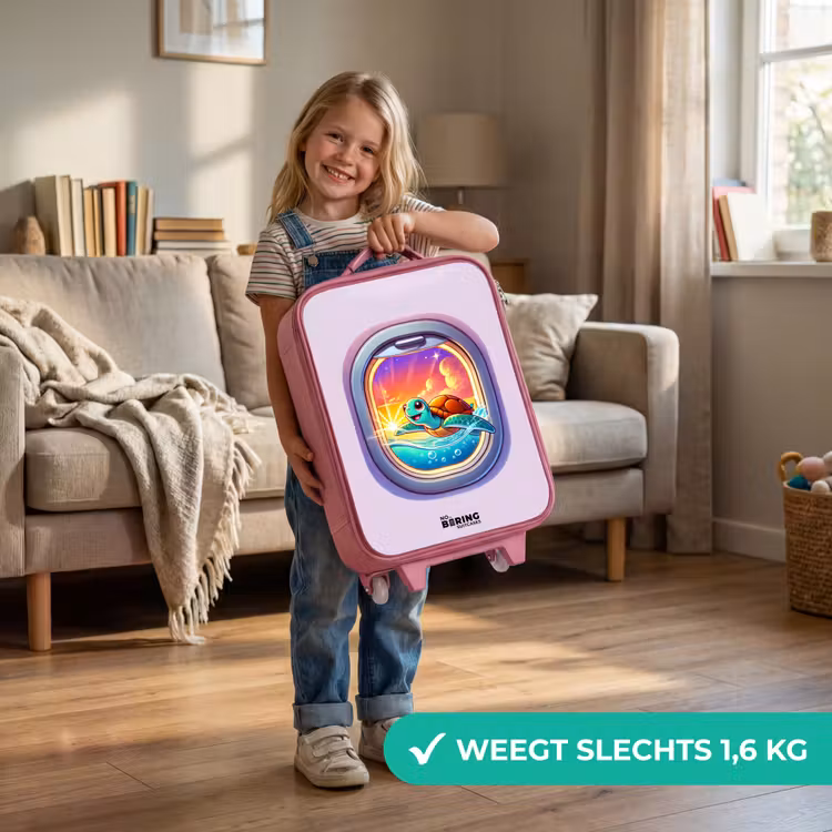 Kinderkoffer - Roze - Schildpad die zwemt met zonsondergang — 2