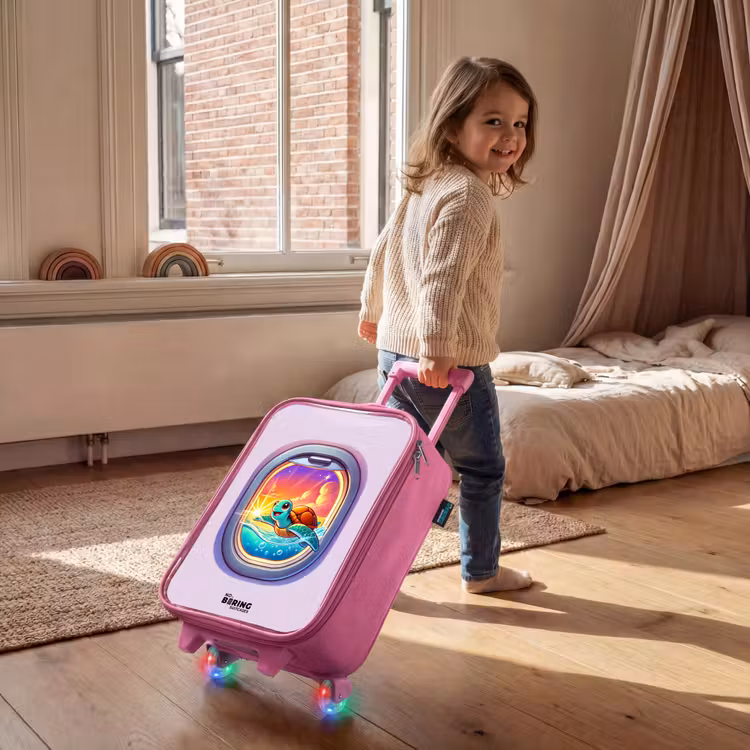 Kinderkoffer - Roze - Schildpad die zwemt met zonsondergang — 3