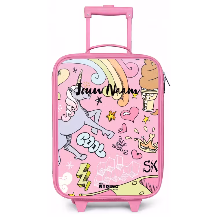 Kinderkoffer - Roze - Unicorn doodles — 1