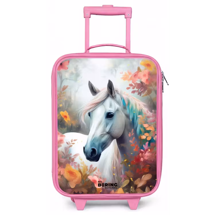 Kinderkoffer - Roze - Wit paard omringd door bloemen — 1
