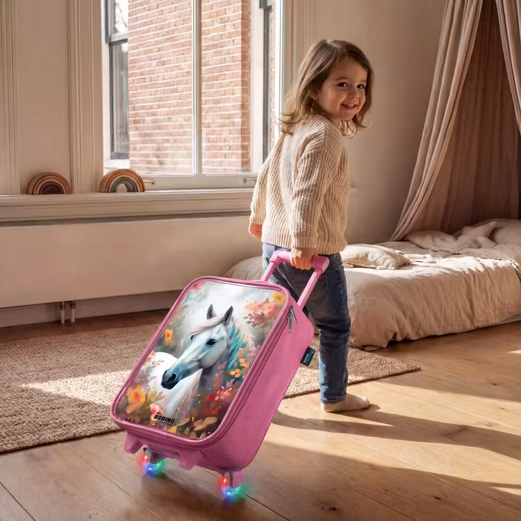 Kinderkoffer - Roze - Wit paard omringd door bloemen — 3