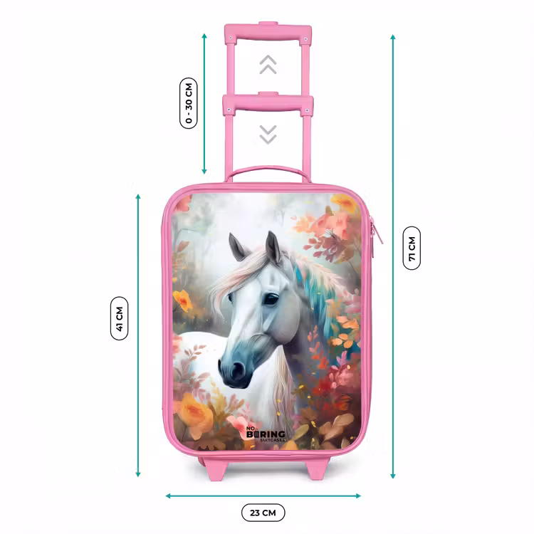 Kinderkoffer - Roze - Wit paard omringd door bloemen — 5
