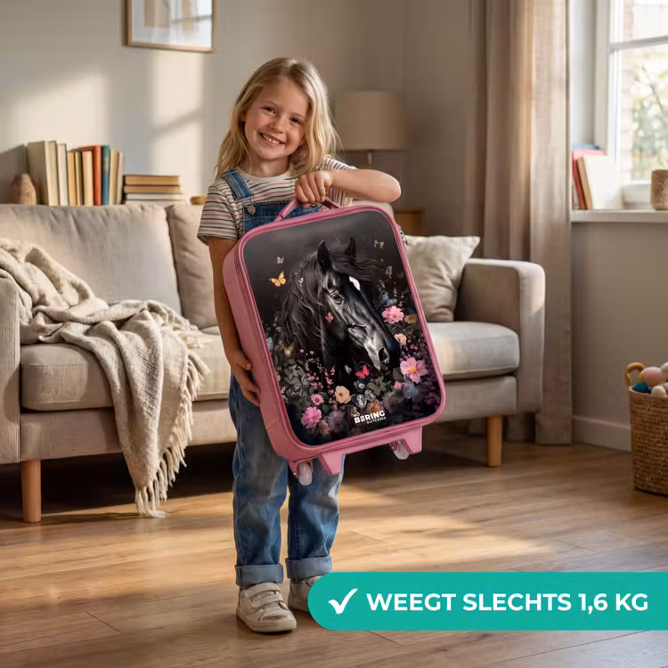 Kinderkoffer - Roze - Zwart paard in bloei — 2