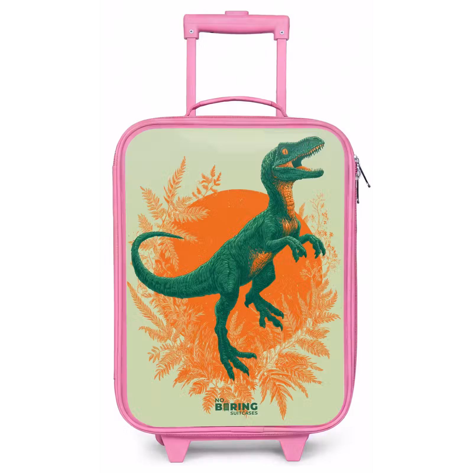 Kinderkoffer - Roze - Groene dino tussen varens — 1