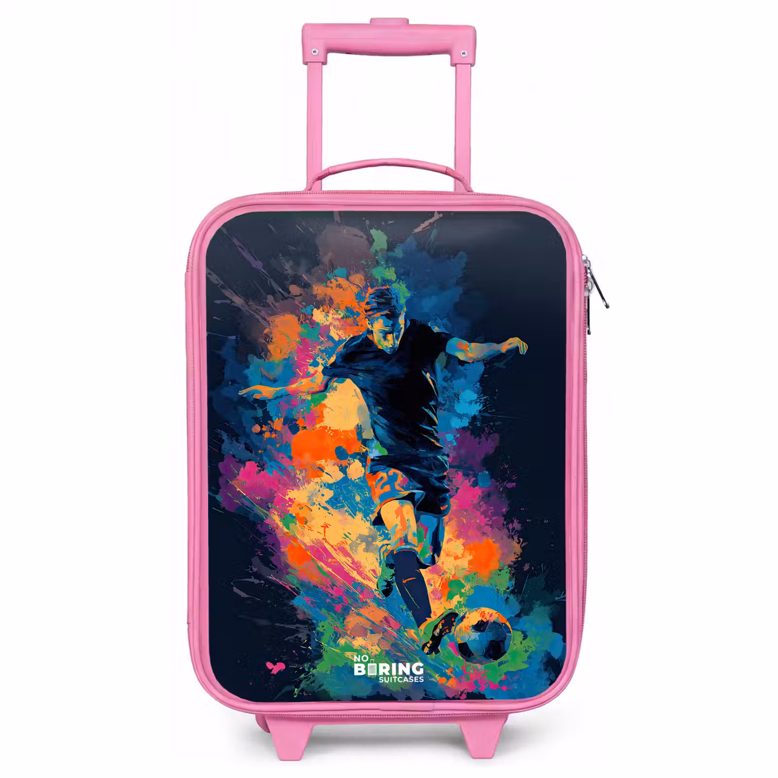 Kinderkoffer - Roze - Neon - Voetballer - Kleurrijk — 1