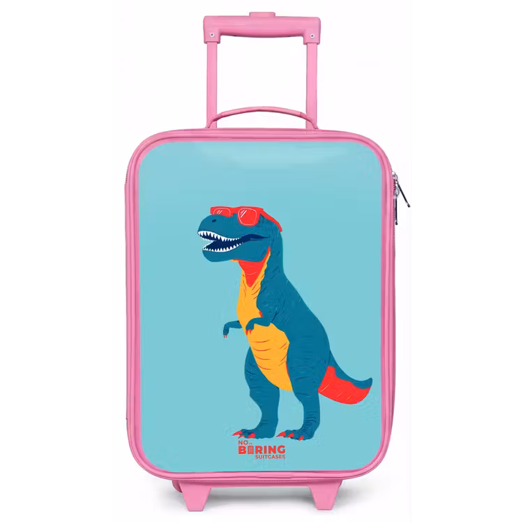 Kinderkoffer - Roze - Coole T. rex met zonnebril — 1