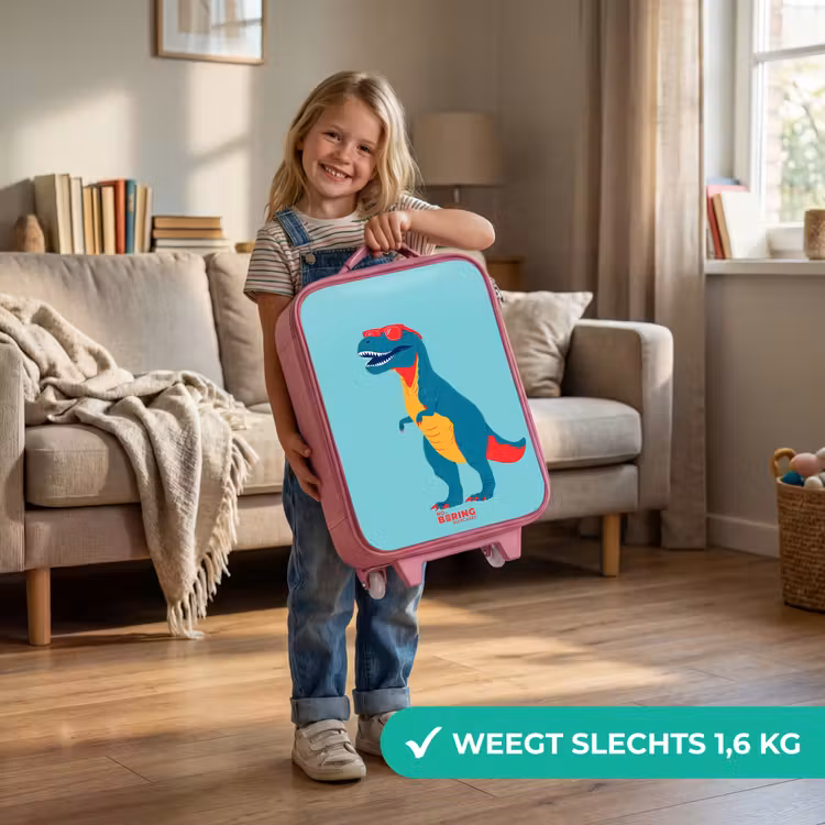 Kinderkoffer - Roze - Coole T. rex met zonnebril — 2