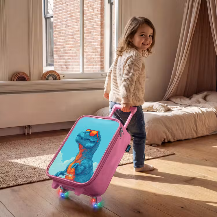 Kinderkoffer - Roze - Dino met zonnebril — 3