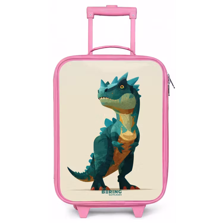 Kinderkoffer - Roze - Gehoornde dino met scherpe blik — 1