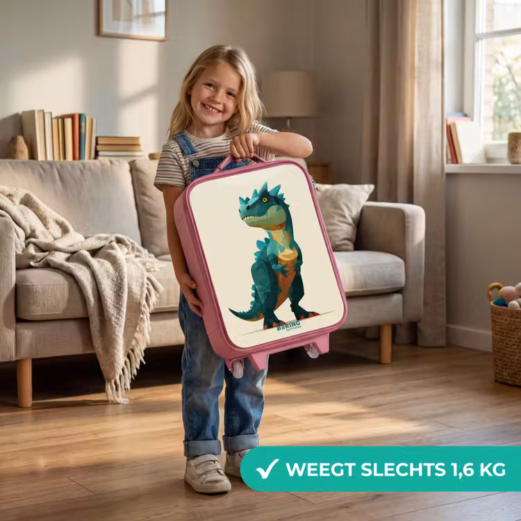 Kinderkoffer - Roze - Gehoornde dino met scherpe blik — 2
