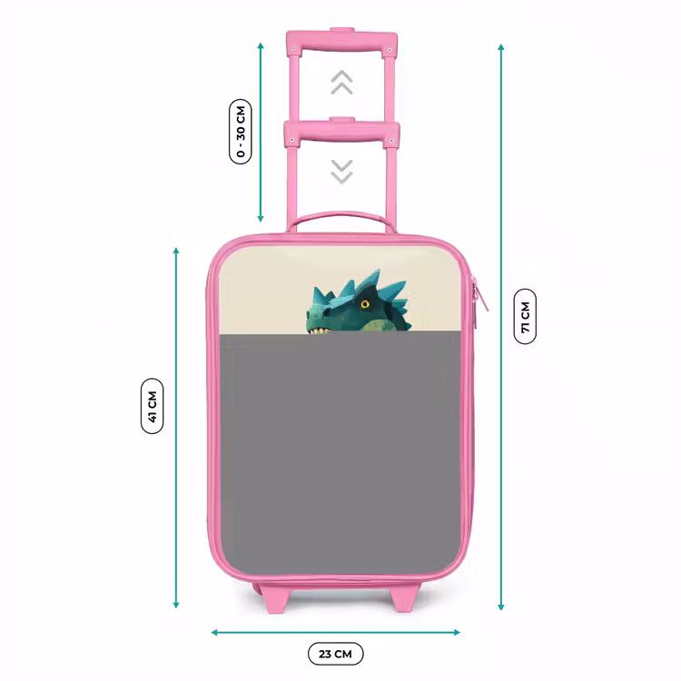 Kinderkoffer - Roze - Gehoornde dino met scherpe blik — 5