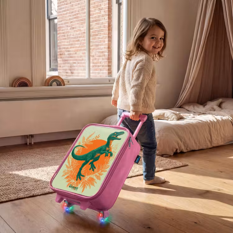 Kinderkoffer - Roze - Groene dino tussen varens — 3