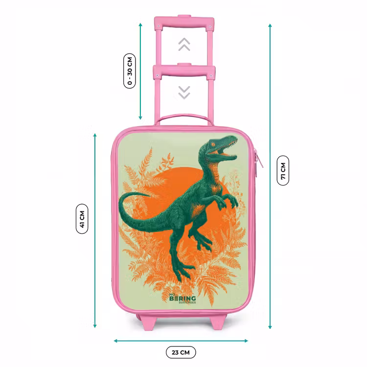 Kinderkoffer - Roze - Groene dino tussen varens — 5