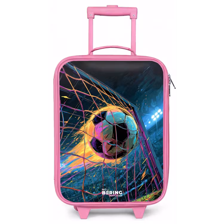Kinderkoffer - Roze - Neon - Net - Voetbal - Kleurrijk — 1