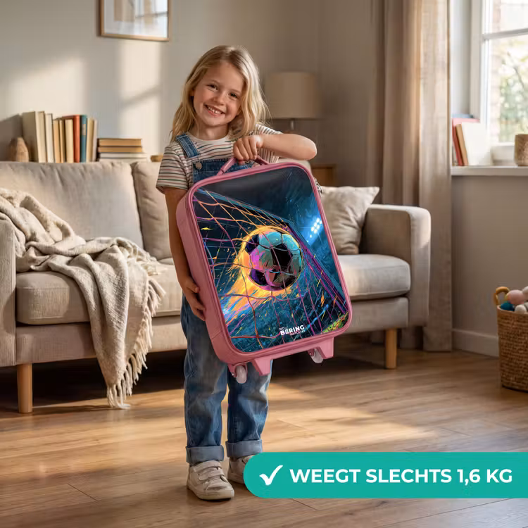 Kinderkoffer - Roze - Neon - Net - Voetbal - Kleurrijk — 2