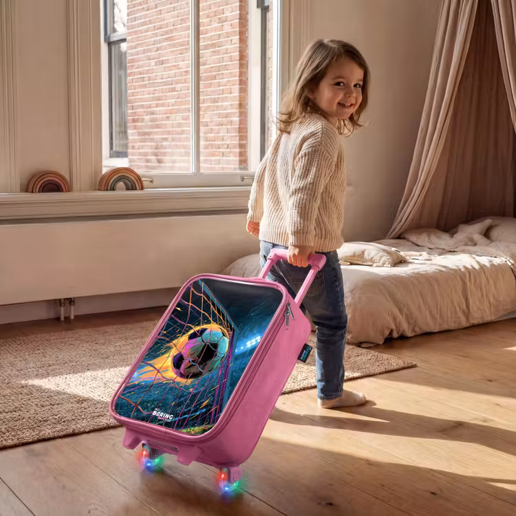 Kinderkoffer - Roze - Neon - Net - Voetbal - Kleurrijk — 3