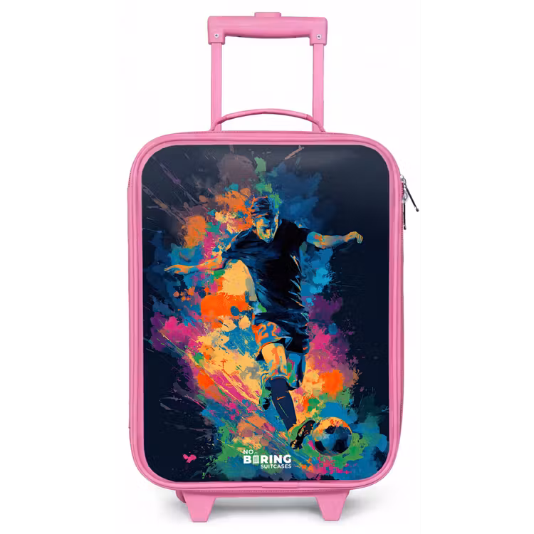 Kinderkoffer - Roze - Neon - Voetballer - Kleurrijk — 1